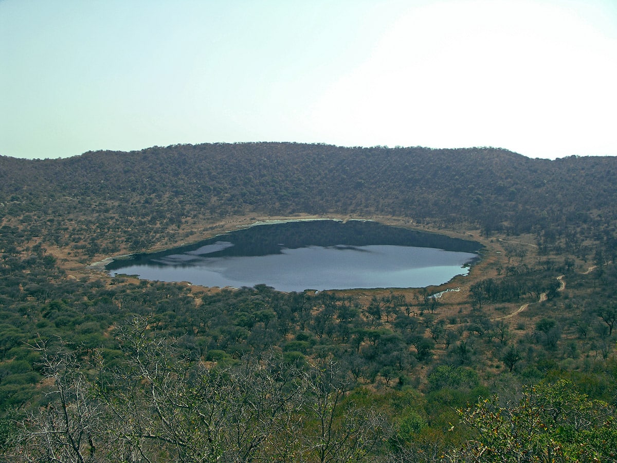 Tswaing crater with the saline lake in it, South Africa