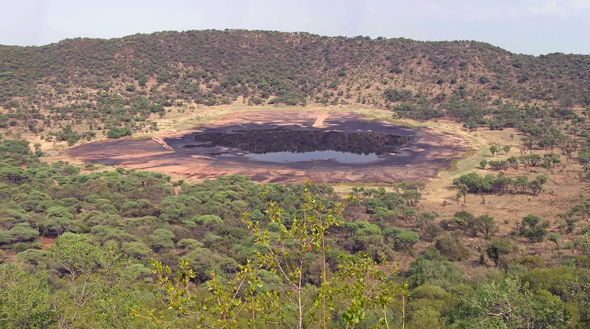 Tswaing crater with the saline lake in it, South Africa