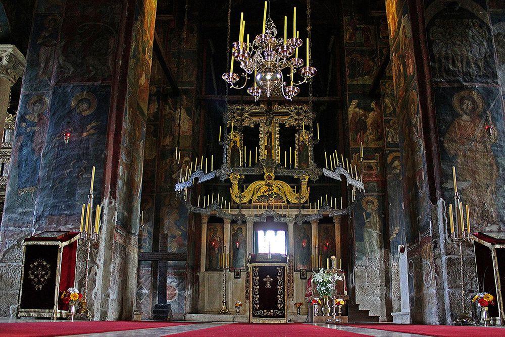 Inside the church in Visoki Dečani Monastery, Kosovo
