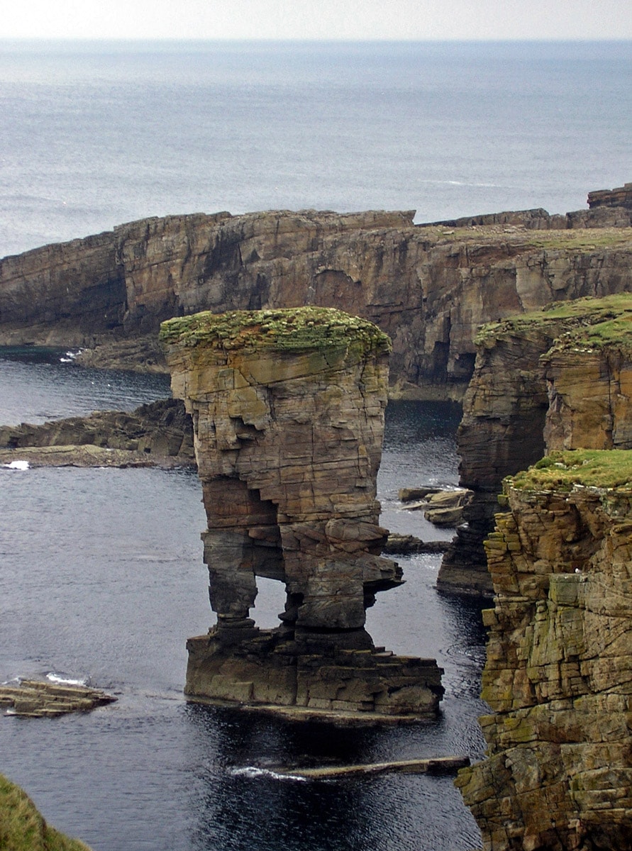 Yesnaby Castle, western coast of Mainland in Orkney Islands