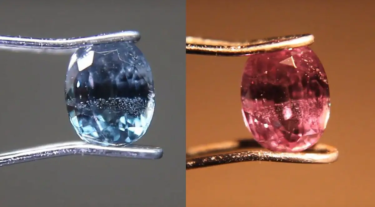 Color change of the unique Bekily blue garnet