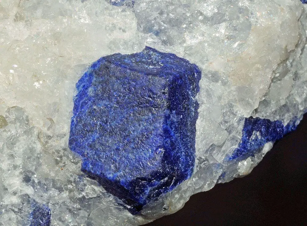Rare crystal of lapis lazuli from Sar-i Sang mines, Afghanistan