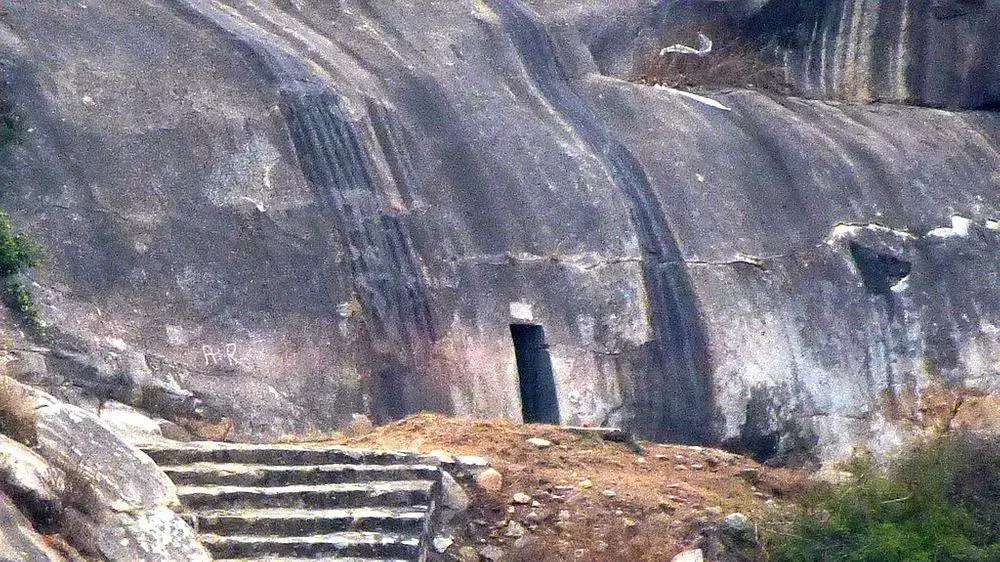 Megalithic stairs and Gopi Cave, Nagarjuni caves