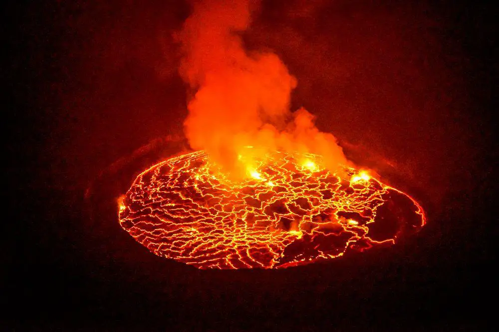 Lava lake in Mount Nyiragongo