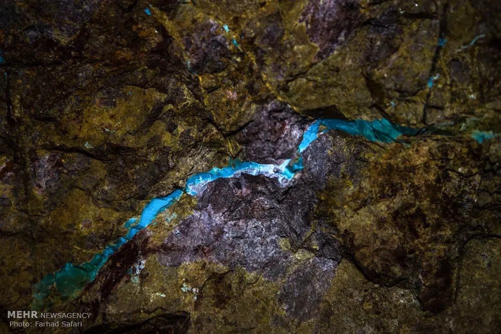 Turquoise vein in Nishapur mines.