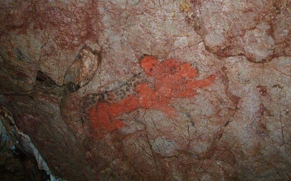 Juxtlahuaca Cave, ancient painting of jaguar