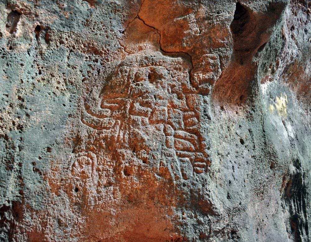 Engravings in Loltun Cave