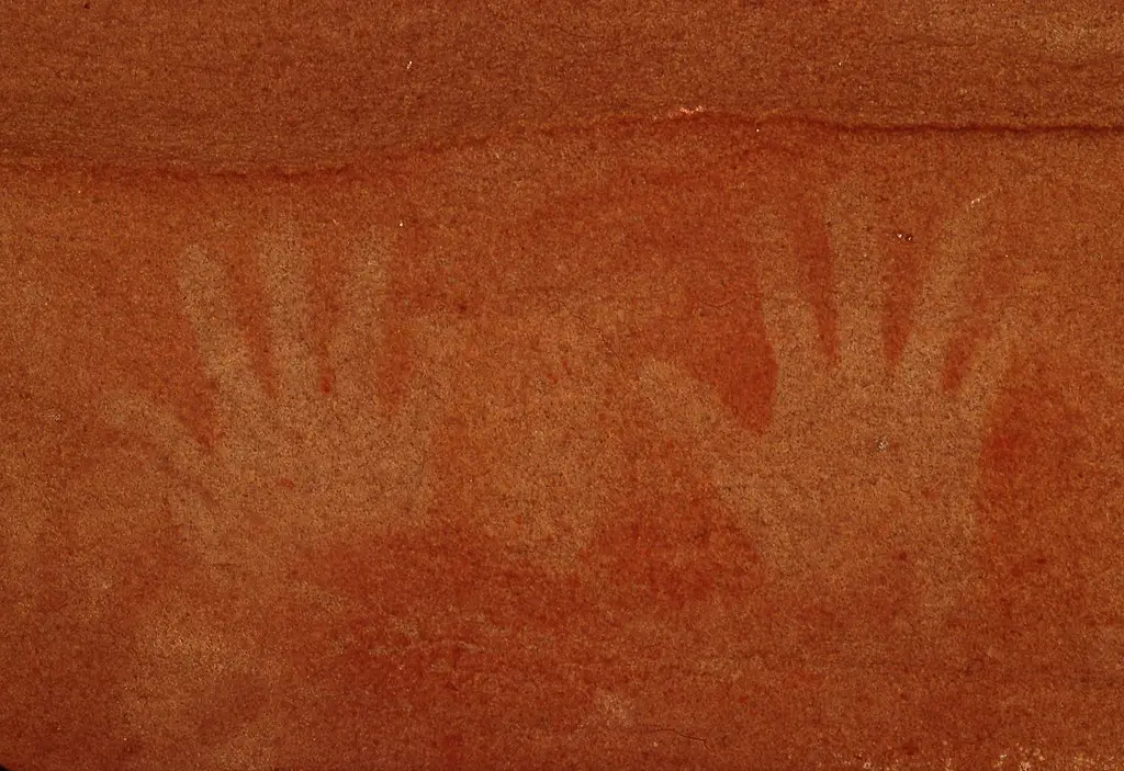 Stencils in Red Hands Cave, Australia