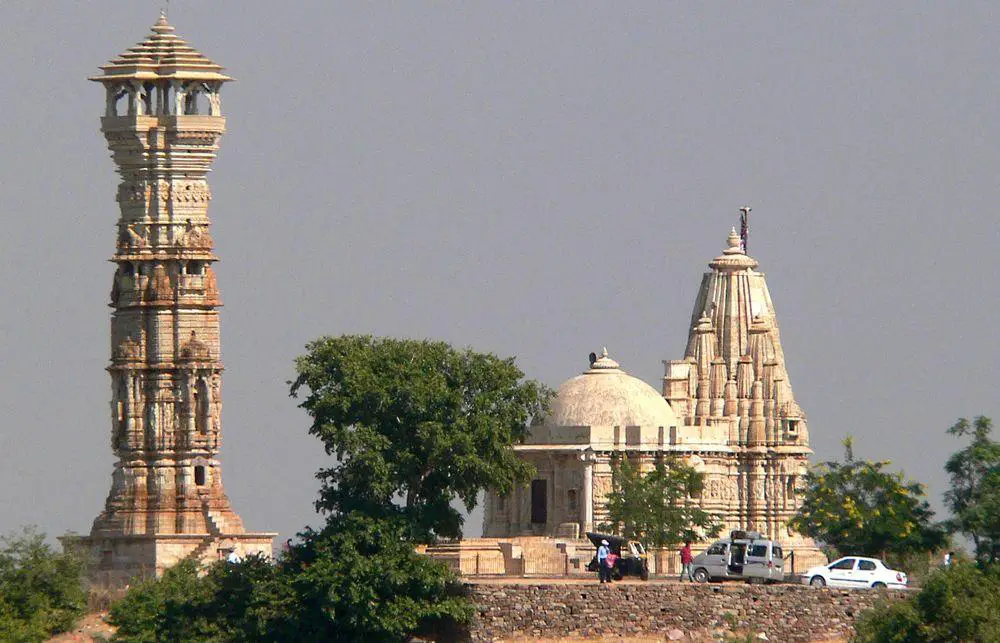 Kirti Stambh and Jain shrine in Chittor Fort