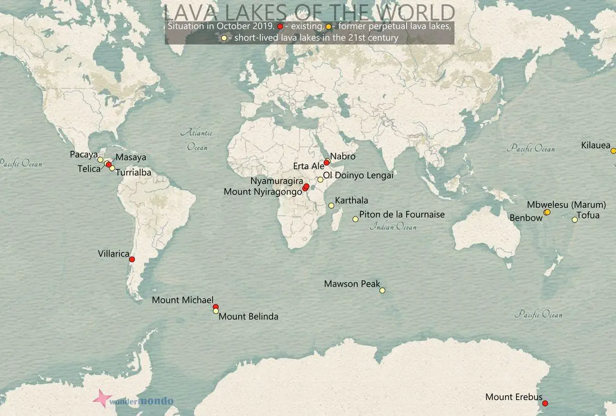 Lava lakes of the world in 2019