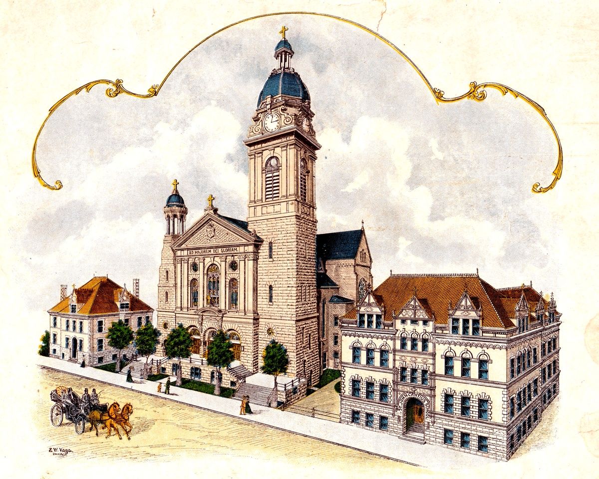 Postcard which shows Saint John Cantius Church in 1909