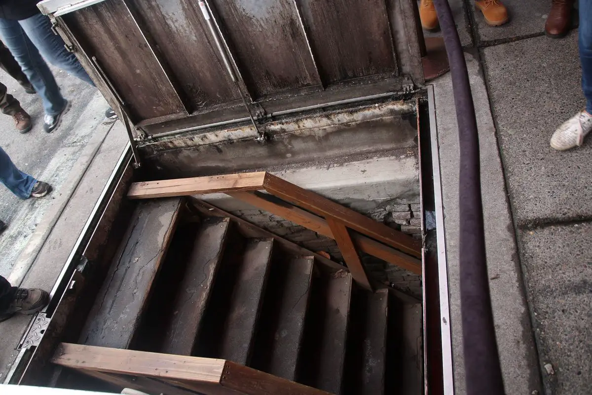 Stairway down to Shanghai Tunnels in Portland