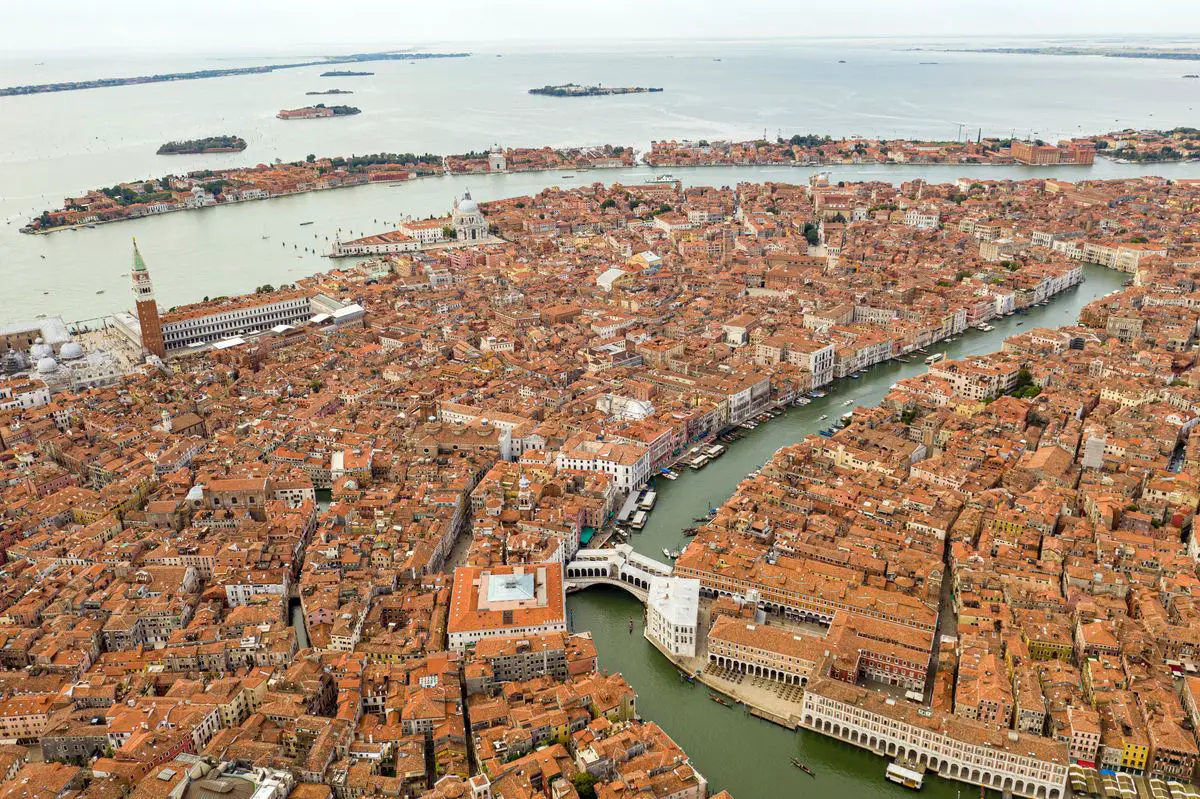 Central part of Venice from air