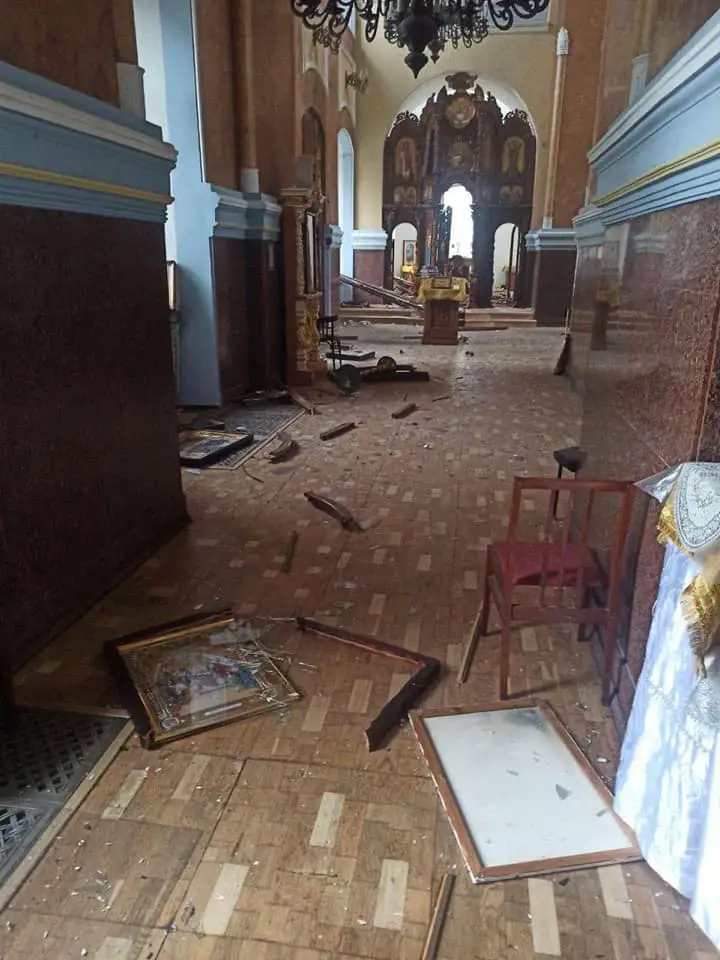 Assumption Cathedral in Kharkiv, damage after the shelling on the 2nd March 2022