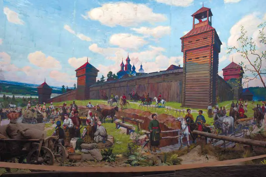 Painting of Kharkov ostrog in the 17th century by Leonid Shmatko