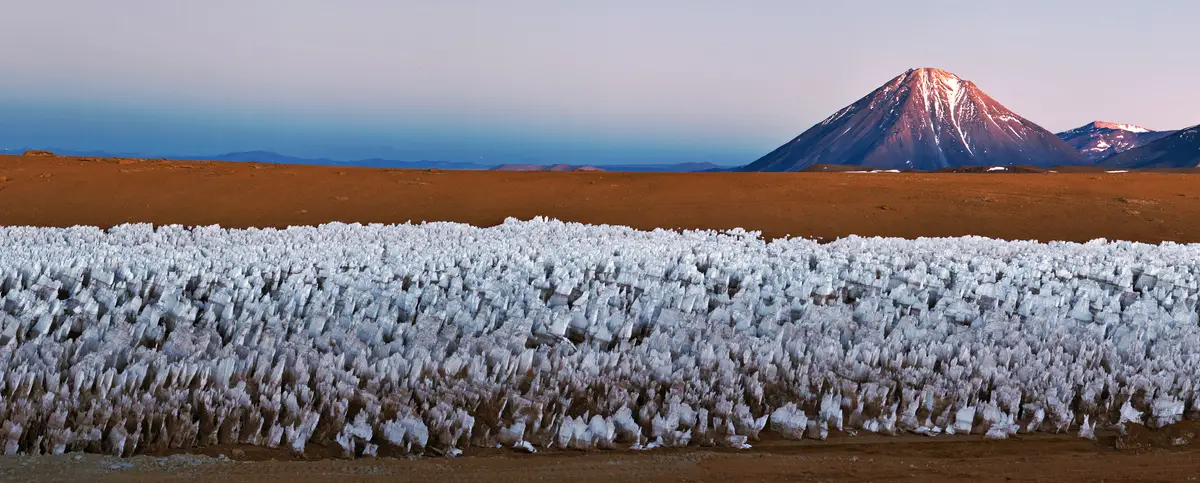 Licancabur and penitents - specific ice formations in high-altitude regions