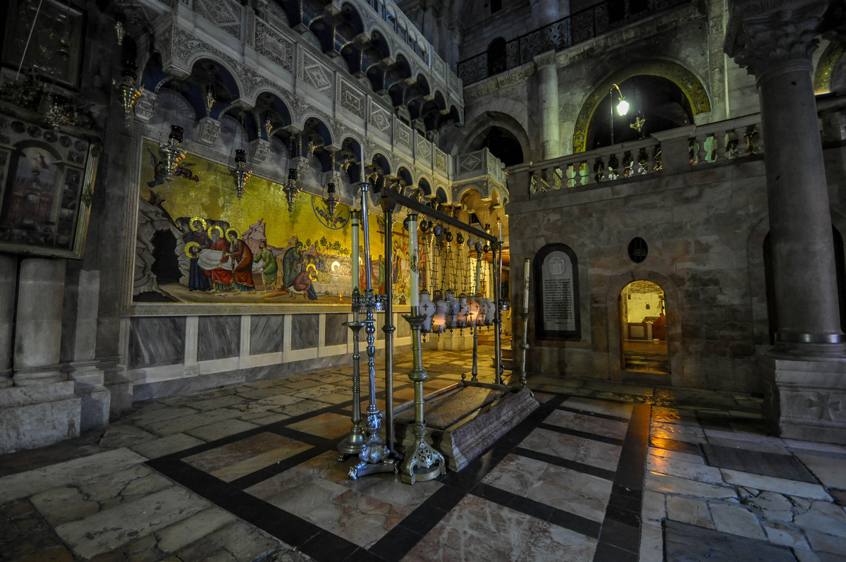 Stone of Anointing in the church of the Holy Sepulchre