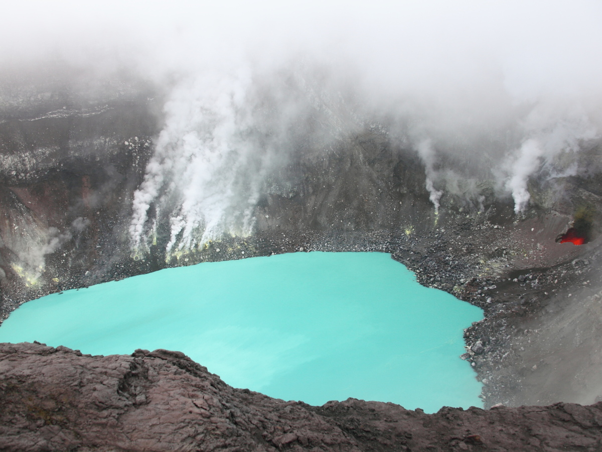 Short-lived acid crater lake of Gorely volcano in Kamchatka, 2010. Now it does not exist.