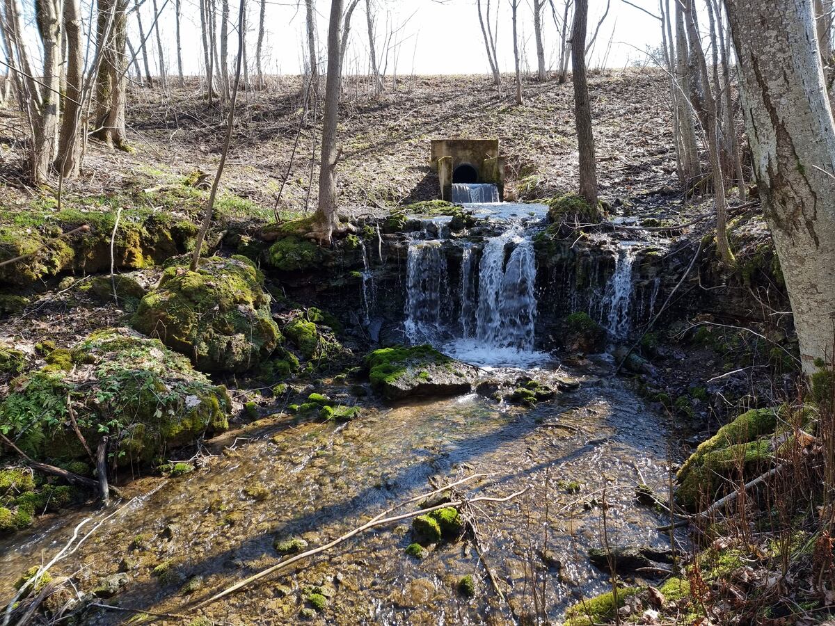 Jodupīte Waterfall, upper step. April 2023.