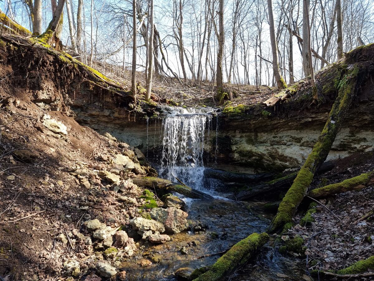 Jodupīte Waterfall, lower step. April 2023